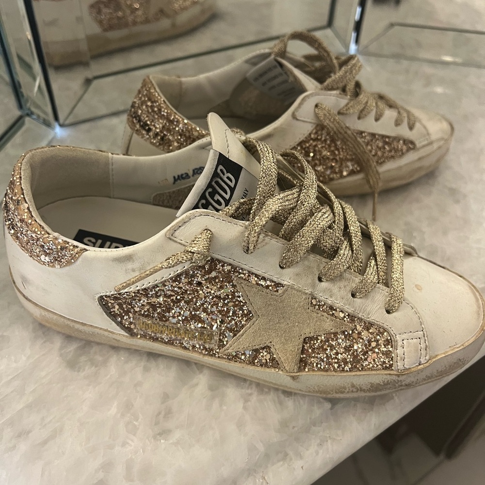 Golden Goose Women's Gold Glitter Sneakers